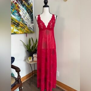 Elegant Red Lace Slip Dress